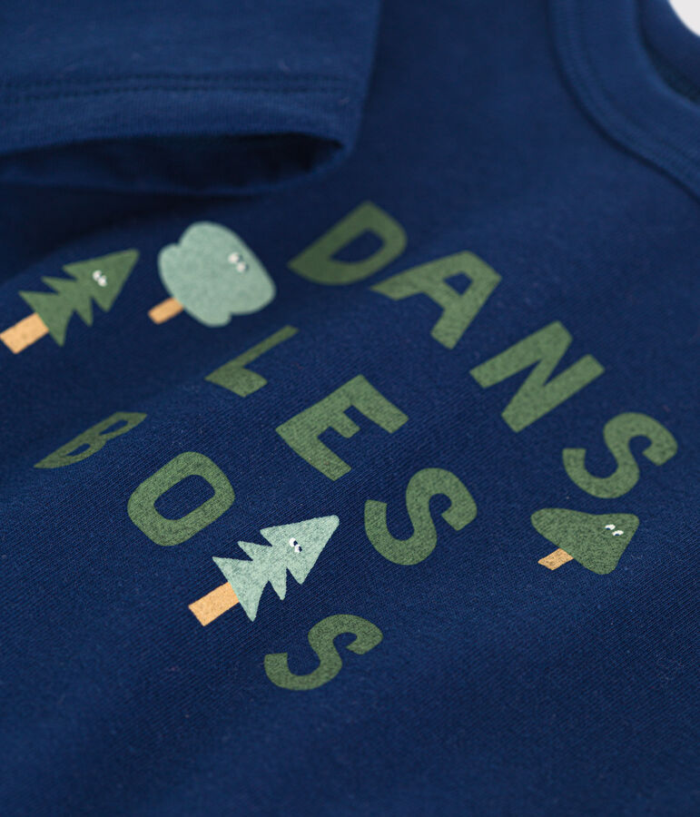 T-shirt a maniche lunghe in jersey sottile neonato blu