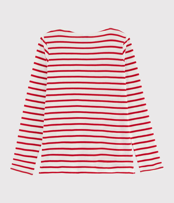 T-shirt marinara bambina e bambino bianco MARSHMALLOW/rosso PEPS