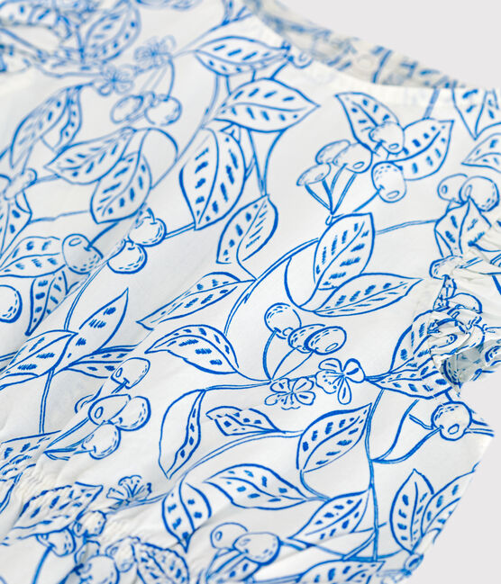 Tutina corta senza maniche in cotone con ciliegie blu stampate neonato blu MARSHMALLOW/ PORCELANA