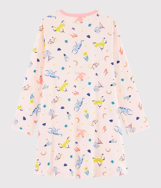 Camicia da notte fantasia bambina a costine rosa FLEUR/bianco MULTICO