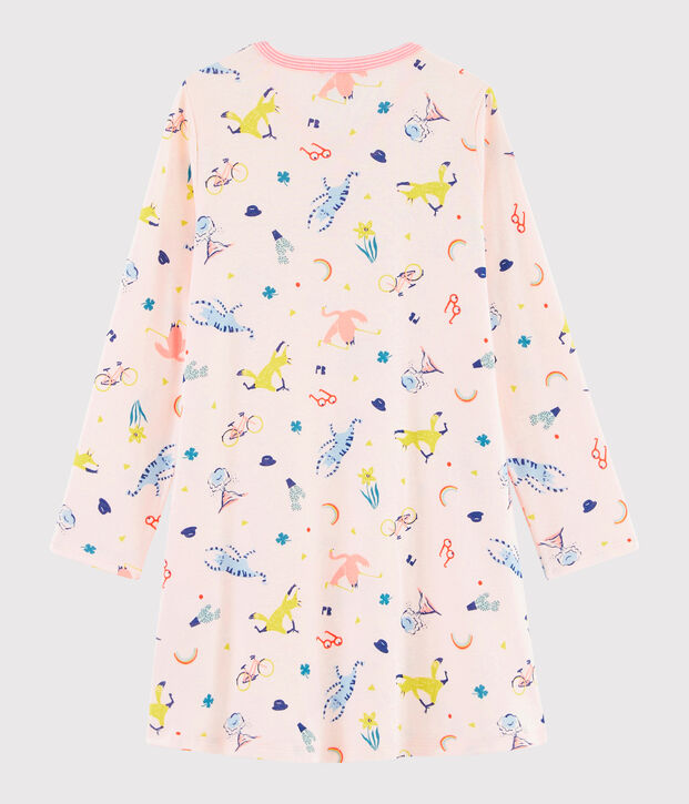 Camicia da notte fantasia bambina a costine rosa/multicolore