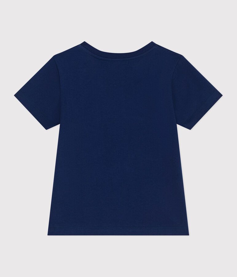 T-shirt a maniche corte in cotone con stampa bambino unisex blu