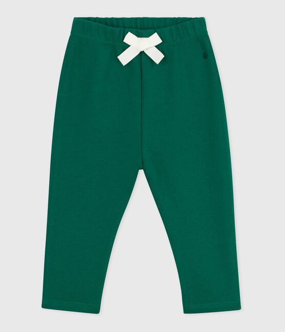 Pantaloni in cotone tinta unita neonato verde EVERGREEN