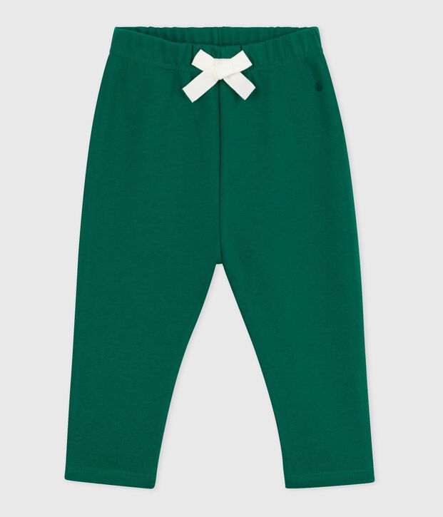 Pantaloni in cotone tinta unita neonato verde