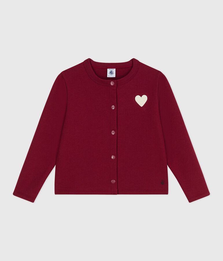Cardigan in molleton bambina rosso