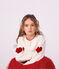 Cardigan in misto lana e cotone fantasia bambino bianco/rosso