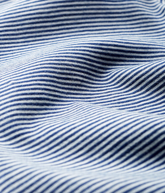 Body maniche lunghe a righe bebè in lana e cotone blu MEDIEVAL/bianco MARSHMALLOW