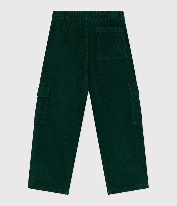 Pantaloni cargo in velluto tinta unita bambino verde