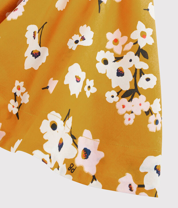 Gonna in popeline bambina giallo/multicolore