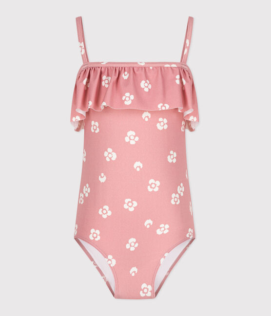 Costume da bagno intero a fiori bambina rosa CHARME/bianco MARSHMALLOW