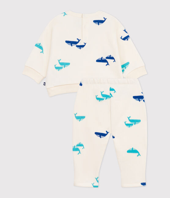 Set felpa e pantaloni in cotone con balena stampata neonato MILK/ MULTICO