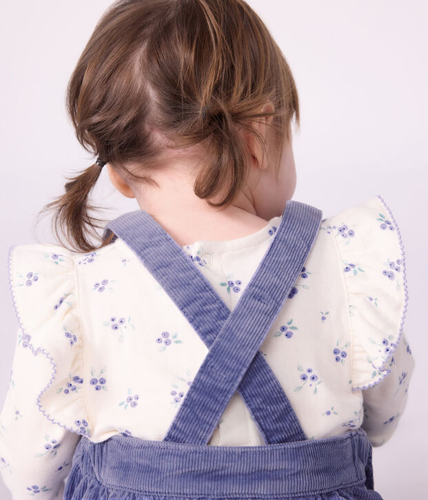 Blusa a maniche lunghe in cotone con stampa a fiori neonata ecru/multicolore