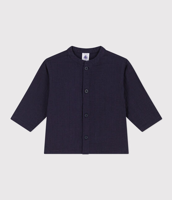 Camicia in garza di cotone per bebè blu SMOKING
