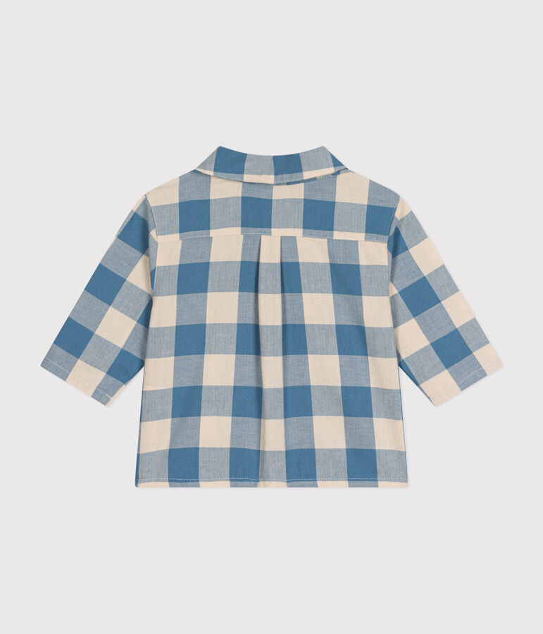 Camicia in flanella neonato blu/ecru