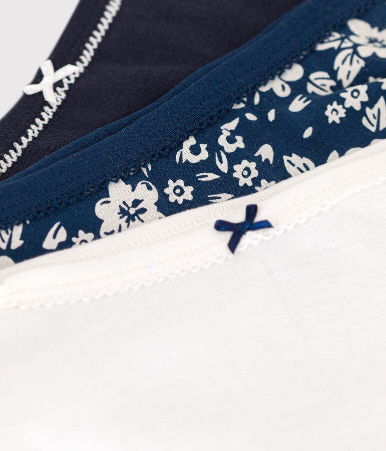 Confezione da 3 slip in cotone bambina motivo fiore multicolore