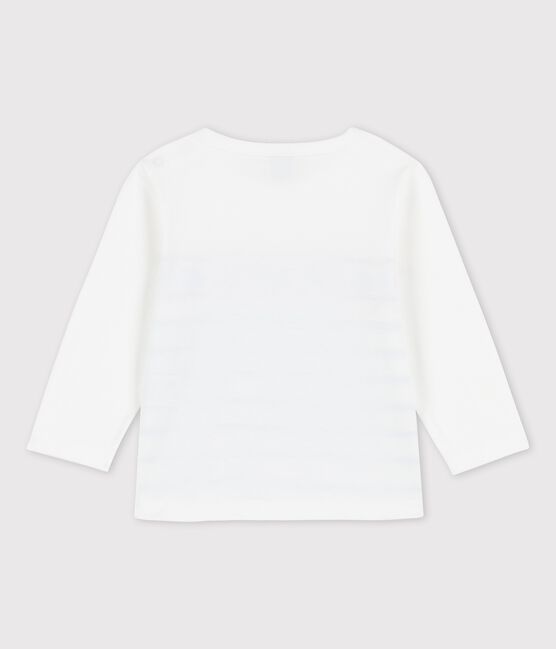 T-shirt bebè a maniche lunghe in jersey bianco MARSHMALLOW/blu BRASIER