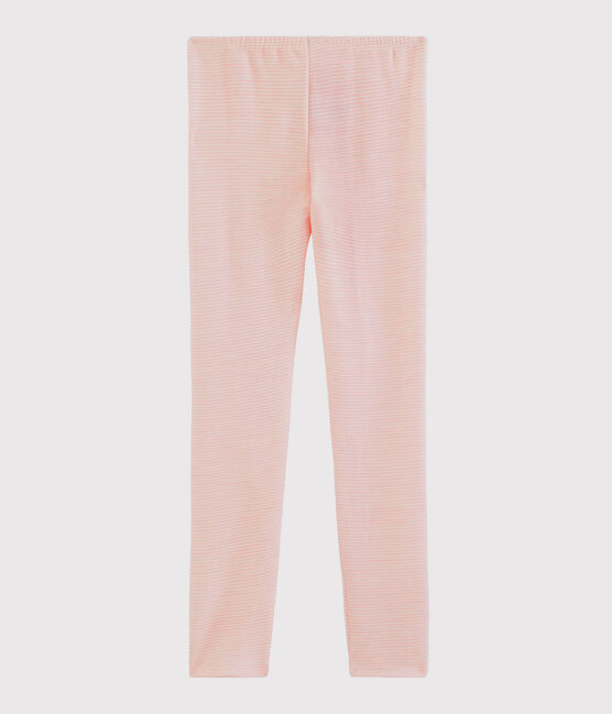 Leggings millerighe in lana e cotone rosa CHARME/bianco MARSHMALLOW