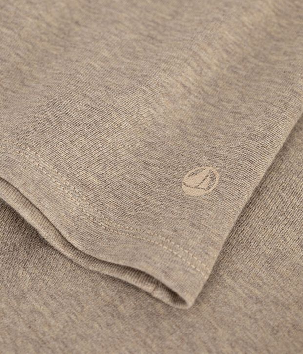 T-shirt a maniche corte in cotone tinta unita donna beige