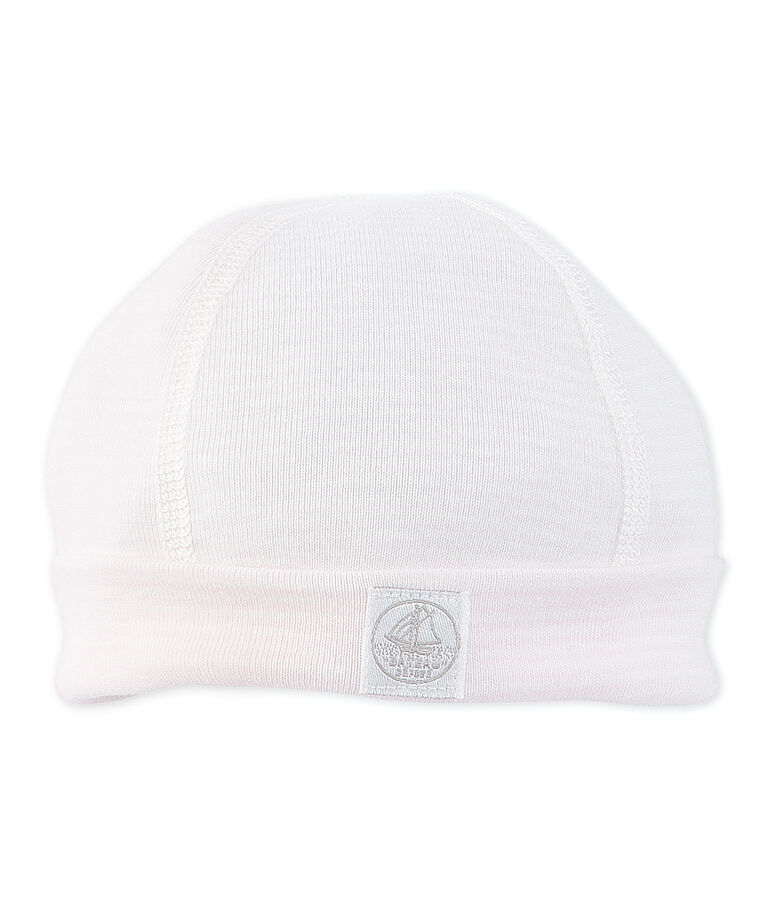 Cappellino nascita beb&eacute; millerighe rosa/bianco