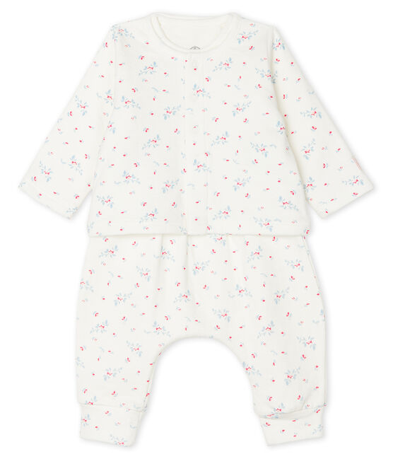 Completo 3 pezzi bebè unisex in tubique bianco MARSHMALLOW/bianco MULTICO