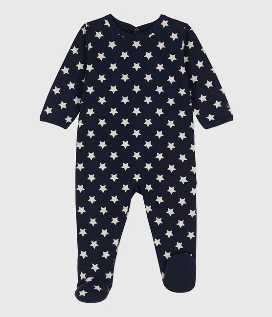 Tutina a stelle in cotone blu SMOKING/bianco MARSHMALLOW