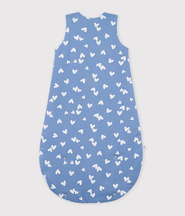 Sacco nanna neonato in cotone con stampa a cuori TOG 2,5 blu/bianco