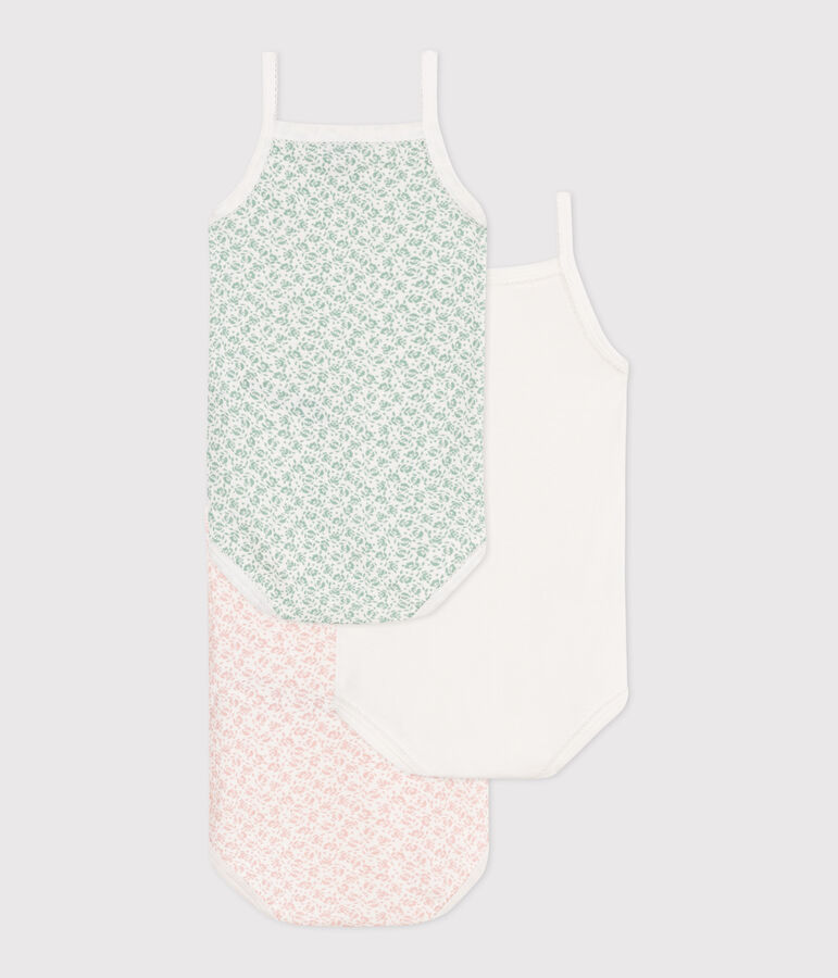Set di 3 body con spalline in cotone a fiori neonato multicolore