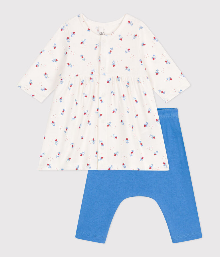 Abito e leggings in cotone neonato bianco/multicolore