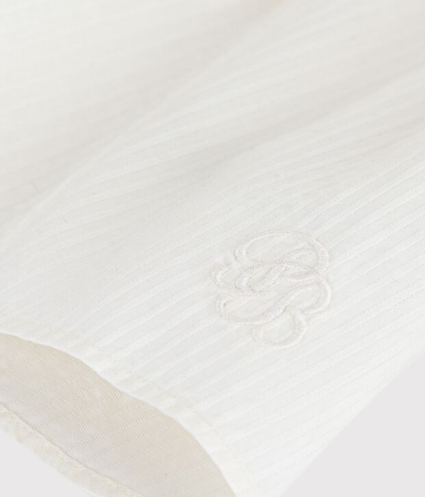 Blusa a maniche corte in popeline di cotone tinta unita neonata bianco