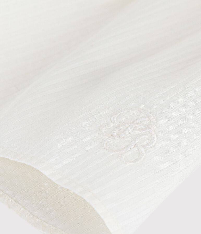 Blusa a maniche corte in popeline di cotone tinta unita neonata bianco MARSHMALLOW