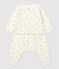 Completo 2 pezzi bebè in tubique biologico con stampa del sole bianco MARSHMALLOW/ ORGE