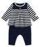 Tutina lunga per bebé femmina blu SMOKING/bianco MARSHMALLOW