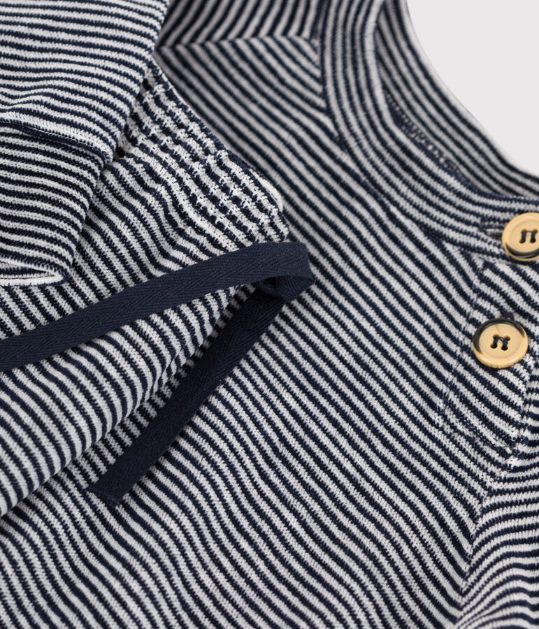 Completo 2 pezzi beb&egrave; in velluto di cotone blu SMOKING/bianco MARSHMALLOW