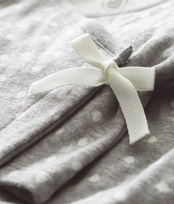Coordinato per bebé femmina in tubique jacquard grigio SUBWAY/bianco MULTICO