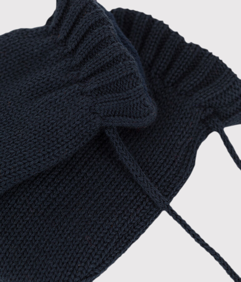 Muffole in maglia beb&egrave; foderate in pile riciclato blu