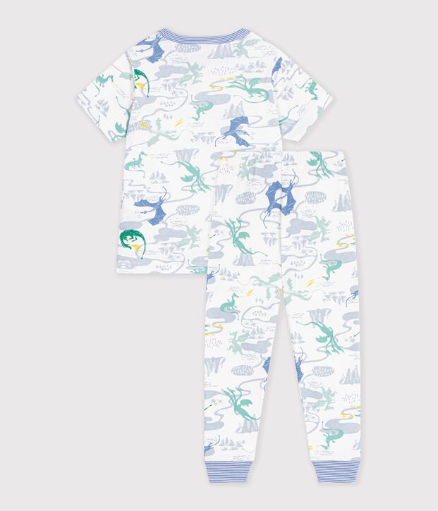 Pigiama a maniche corte e gamba lunga in cotone con stampa bambino bianco/multicolore