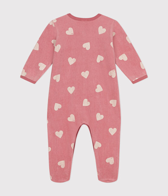 Pigiama in velluto con stampa a cuori neonato rosa ROSEWOOD/ MARSHMALLOW