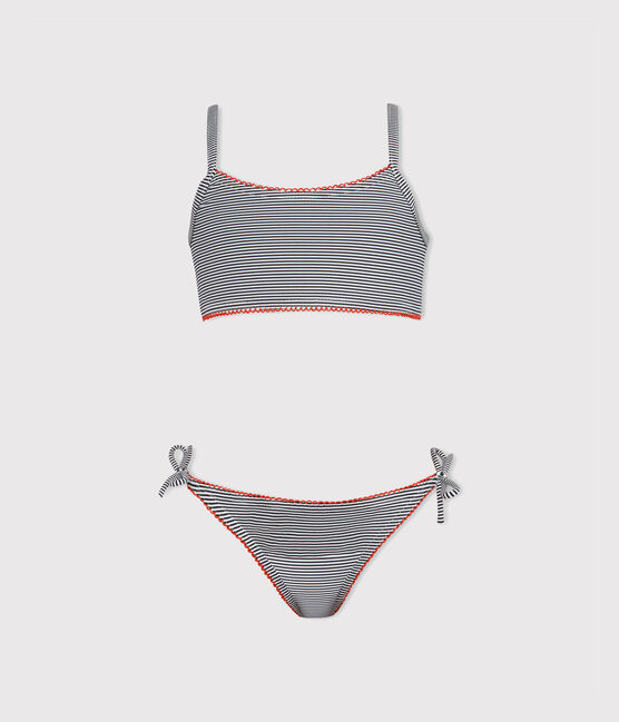 Costume due pezzi bambina blu ABYSSE/bianco LAIT