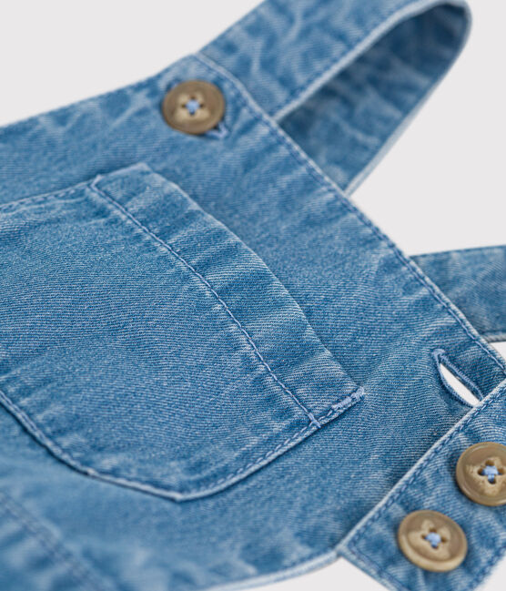 Salopette corta bebè in denim leggero blu DENIM CLAIR