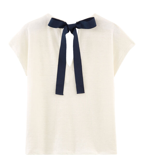 T-shirt in lino donna bianco MARSHMALLOW