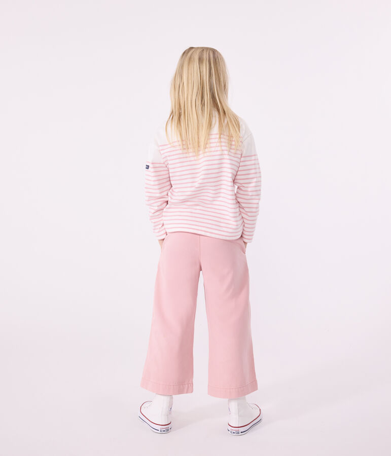 Marini&egrave;re a maniche lunghe in cotone bambino bianco/rosa