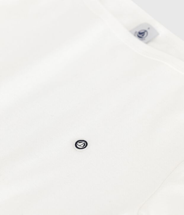 Iconica T-shirt da donna con collo da ammiraglio in cotone bianco
