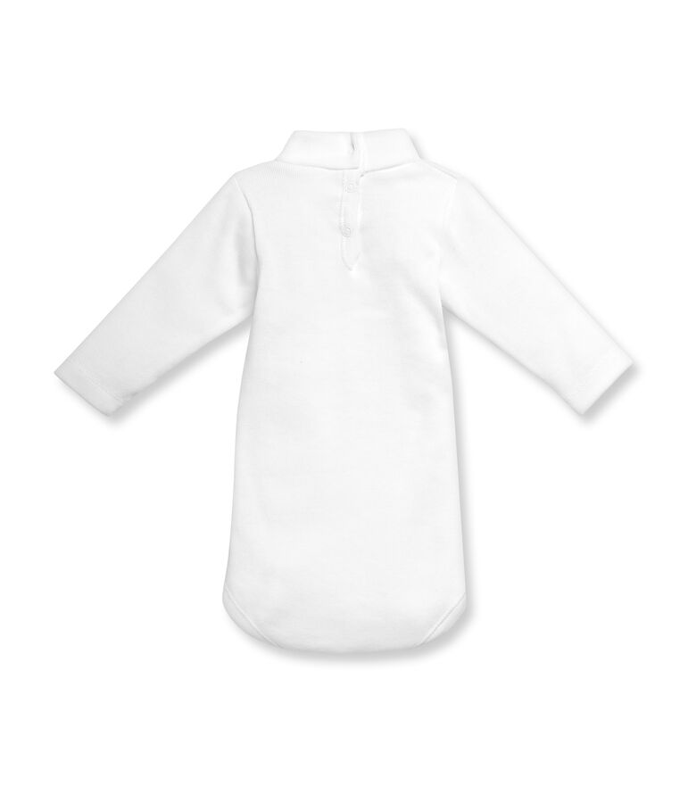 Body maniche lunghe collo alto beb&eacute; unisex in cotone grattato bianco Ecume