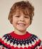 Maglione jacquard in lana e cotone bambino rosso/multicolore