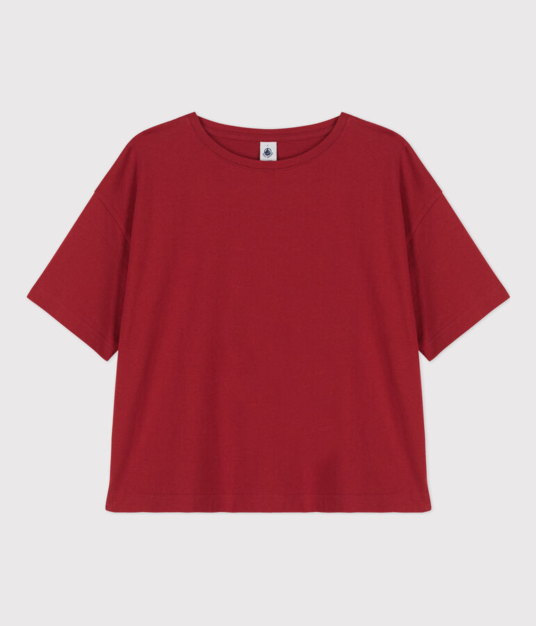 T-SHIRT TAGLIO BOXY in cotone donna rosso