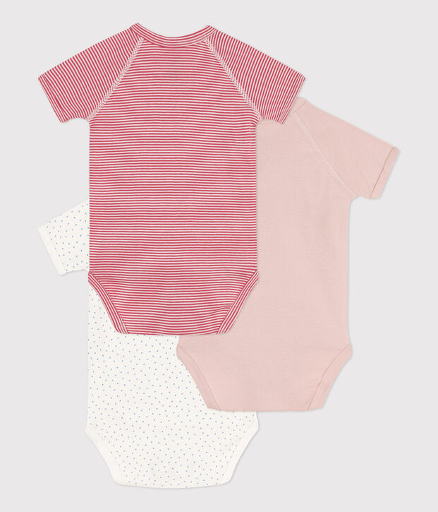 Confezione da 3 body incrociati a maniche corte fantasia in cotone multicolore