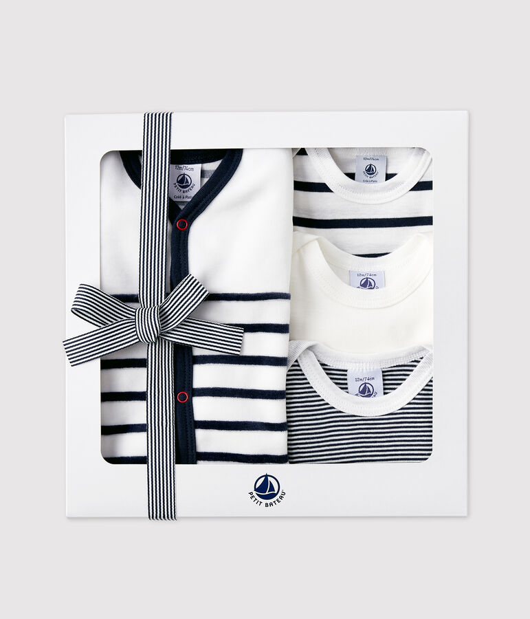 Confezione regalo beb&egrave; a righe multicolore