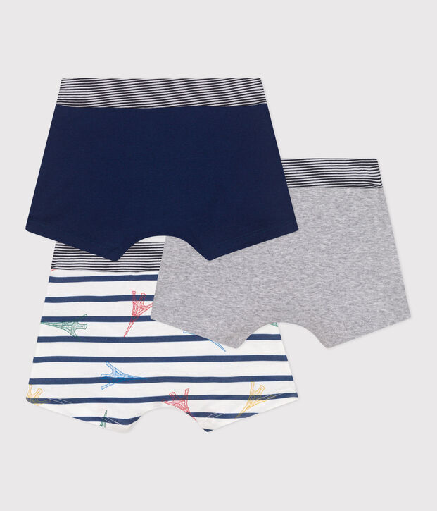 Set di 3 boxer in cotone con stampa Parigi e vita rivestita bambino multicolore