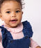Salopette lunga in denim ed elastan con volant neonata blu DENIM MOYEN