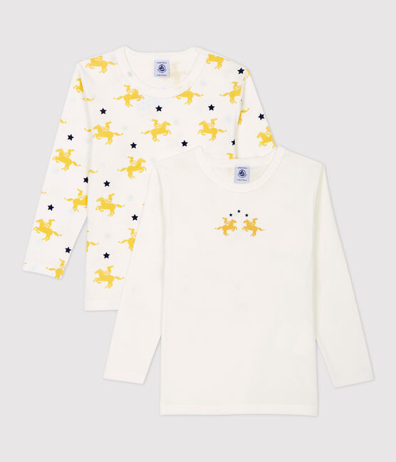 Cofezione da 2 t-shirt bambino a maniche lunghe fantasia cavalieri in cotone variante 1